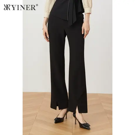 YINER音儿商场同款女装2021秋季新款气质弹力直筒休闲裤商品大图