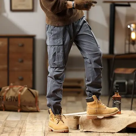 男款裤子迷彩宽松时尚工装裤男百搭男生长裤宽松大码时尚潮流长裤商品大图