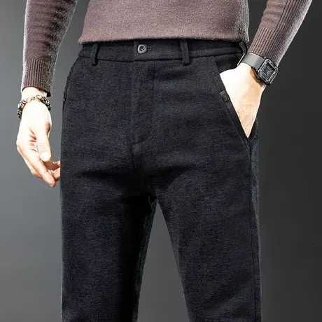 冬季2023年新款保暖防风商务西裤秋冬款男士弹力直筒休闲裤子男装商品大图