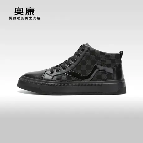 【门店发货】Aokang奥康冬季新款时尚潮流休闲高帮加绒板鞋商品大图