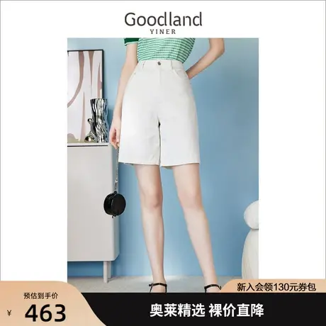 【南国花园】音儿美地女装2023夏季新款时尚复古白色牛仔短裤商品大图