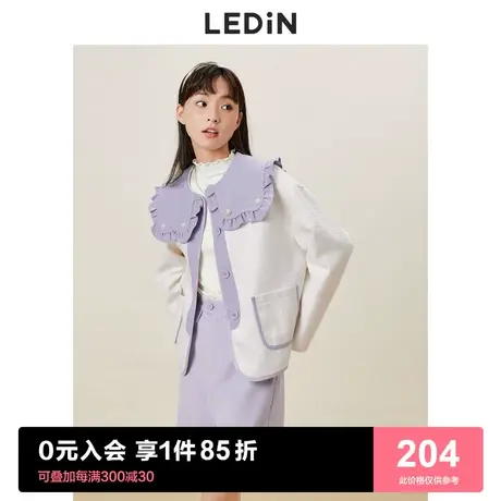 乐町大翻领拼接外套2023春季新款甜美短外套女宽松设计感小众图片