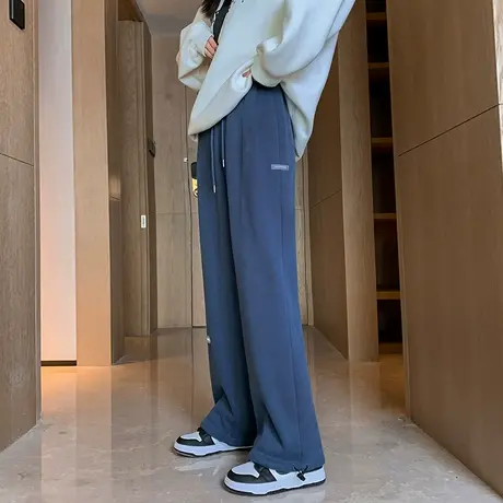 运动裤女宽松束脚卫裤2024春秋季高腰显瘦垂感直筒休闲阔腿裤子潮商品大图