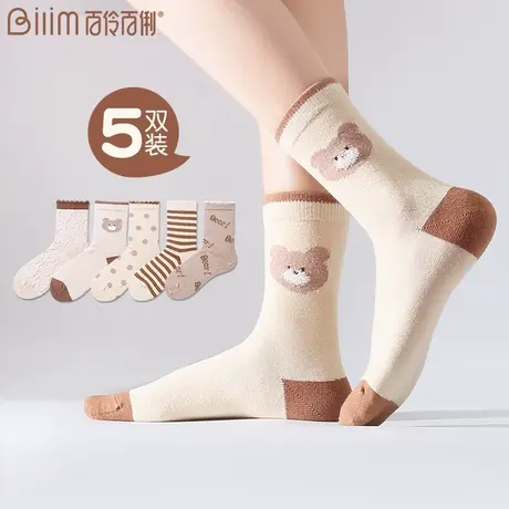 百伶百俐秋冬款袜子中筒袜冬天ins潮个性卡通可爱日系甜美长袜女商品大图