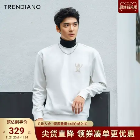 TRENDIANO情侣美式卫衣2023秋季新款趣味机器人休闲圆领套头男装商品大图