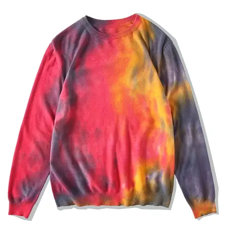 圆领毛衣男薄修身韩版套头毛衫休闲针织衫打底衫吊染慵懒风毛线衣图片