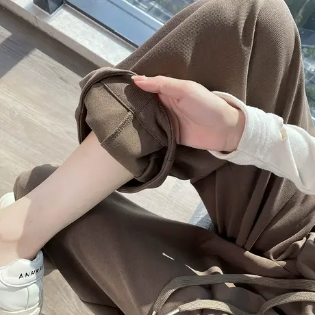 九分阔腿大码灯笼裤女秋冬新款高腰显瘦宽松休闲小个子哈伦运动裤图片