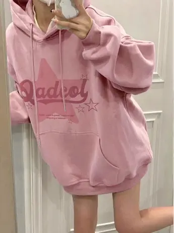 美式复古hiphop潮牌卫衣女春秋薄款宽松韩版慵懒风连帽小个子外套商品大图