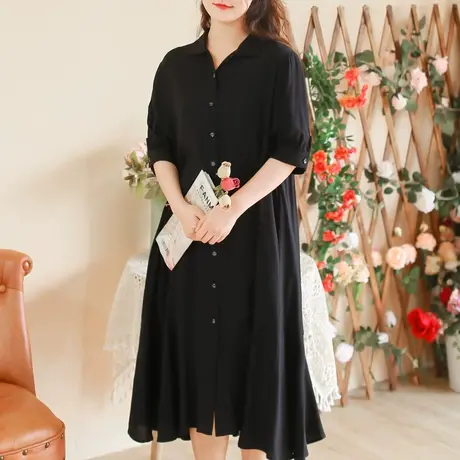 【买一送一】好穿的基础款鱼尾裙衬衫长裙大码夏新款衬衫裙女商品大图