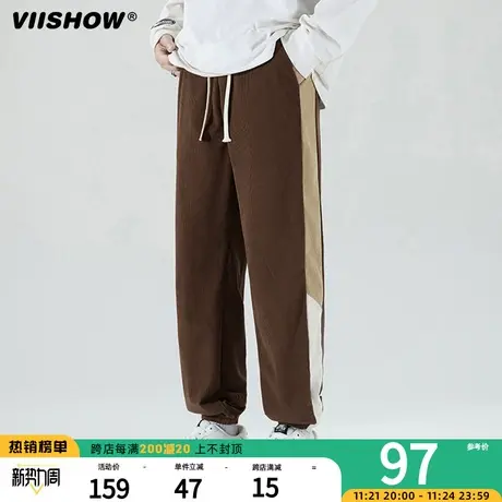 VIISHOW灯芯绒运动卫裤男款秋冬新款美式复古束脚百搭休闲长裤潮商品大图