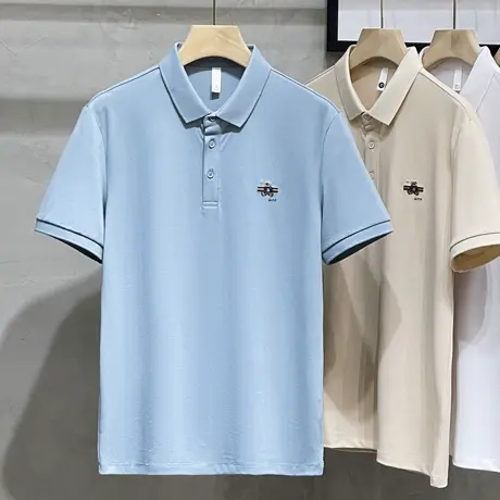 小熊刺绣夏季短袖t恤男装潮牌潮流ins翻领POLO衫简约百搭半袖保罗商品大图