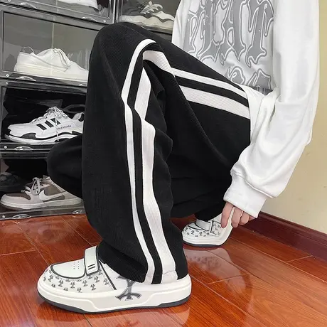 春秋青少年阔腿裤男直筒长裤子初中高中学生运动休闲大童加长卫裤商品大图