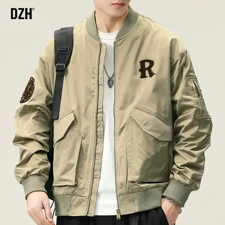 男士美式刺绣棒球服男春秋款飞行教练夹克2024新款机车外套高级感商品大图