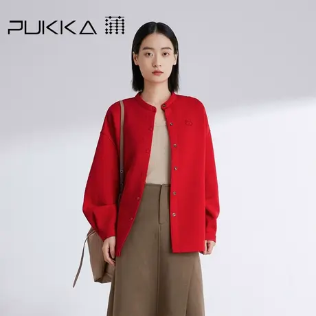 蒲PUKKA 原创设计外套女2024春装新品宽松空气层宽松立领开衫商品大图