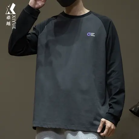 希越2024春秋重磅长袖T恤男春季内搭宽松大码男士美式休闲打底衫商品大图