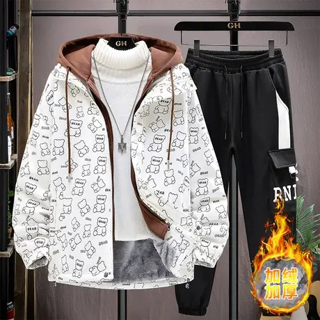 青少年冬季假两件棉衣外套男初中高中学生羽绒棉服大童冬装棉袄子图片