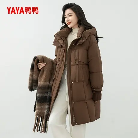 鸭鸭羽绒服女2024年新品中长款时尚百搭连帽加厚鸭绒保暖外套Y图片