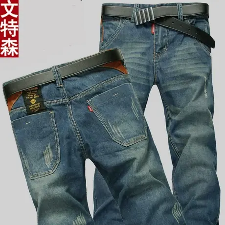 春秋牛仔裤男修身直筒男士休闲裤百搭潮牌长裤子潮流青年复古男裤商品大图