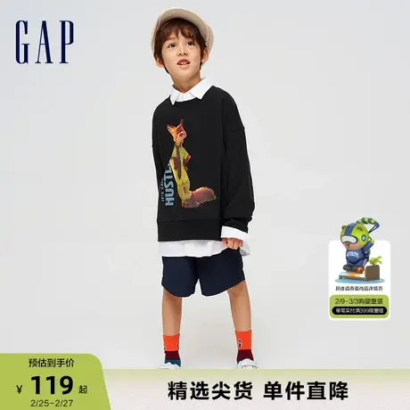 【疯狂动物城联名】Gap男童春秋圆领卫衣儿童装运动上衣769900商品大图