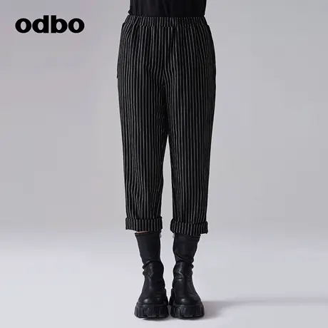 odbo/欧迪比欧时尚设计高级感锥形休闲裤女春季新款显瘦直筒裤子商品大图