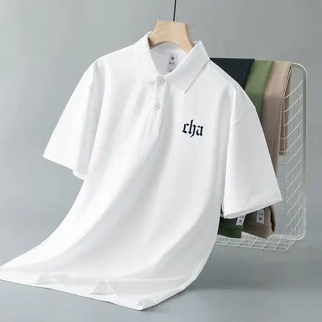 短袖t恤男装保罗带领翻领白色polo衫冰丝凉感上衣服夏季有领半袖图片