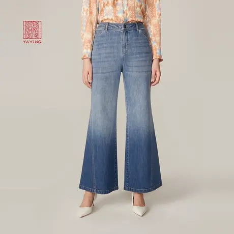 EP雅莹高端系列 优雅醋酸棉质阔腿微喇牛仔裤 商场同款6620A图片