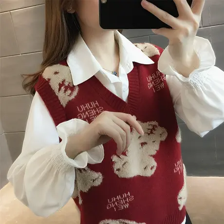 针织马甲背心女士毛衣马夹设计感小众秋季女装新款2023坎肩上衣女商品大图