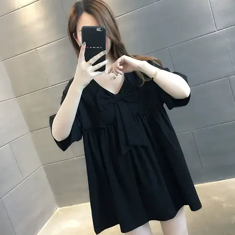 纯棉短袖T恤女装宽松2023年新款秋季洋气中长款设计感打底衫爆款图片