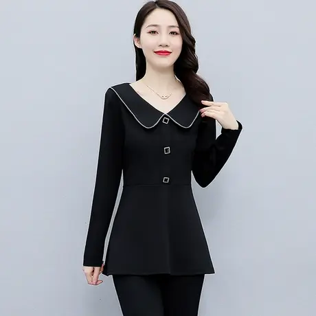 秋季新款女装2023年秋款欧货上衣长袖打底小衫女洋气大码胖mm显瘦商品大图