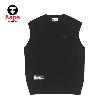 Aape旗舰店男装秋冬字母刺绣猿颜徽章宽松薄款针织衫背心3958XXJ商品大图