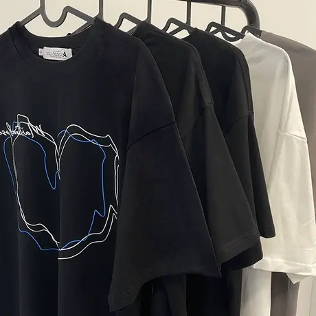 国潮街头复古vintageT恤女爱心扎染ins欧美大码宽松短袖oversize商品大图