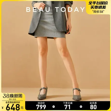 BeauToday玛丽珍鞋女2024新款春季BT高跟鞋粗跟复古法式浅口单鞋商品大图