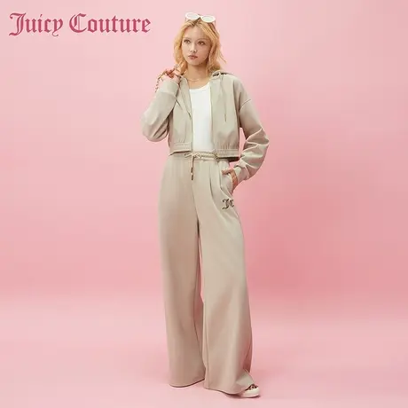 Juicy Couture橘滋2024早春时髦花豹Logo刺绣烫钻阔腿女式休闲裤商品大图