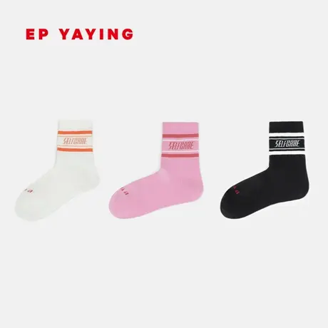 EP YAYING雅莹饰品  字母条纹运动中筒棉袜1双装 24春装新品ZU01A图片