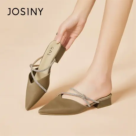 Josiny/卓诗尼包头凉鞋女2024春季新款高级感凉拖鞋气质名媛单鞋商品大图
