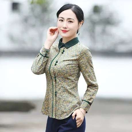 筠雅春秋唐装女装中国风上衣改良款禅意素衣长袖修身茶服中式女装商品大图
