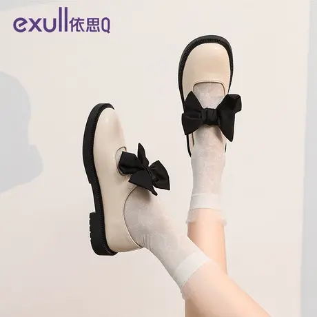 依思q洛丽塔鞋lolita鞋圆头蝴蝶结厚底软妹百搭温柔配裙子小皮鞋图片