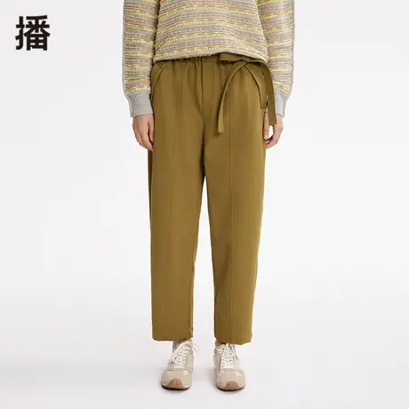 播2023秋季新款中长裙气高腰修身简约V领收腰连衣裙女BDP1LD0613商品大图