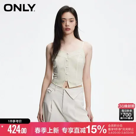 ONLY夏季休闲显瘦新中式短款无袖吊带上衣女|124151004商品大图