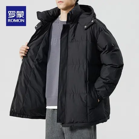 罗蒙男女同款棉服2023冬季新款加厚保暖棉衣潮流连帽厚款棉袄外套图片