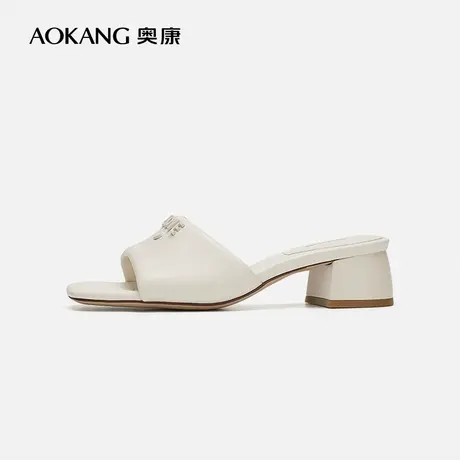 【门店发货】奥康女鞋 2024夏季新款简约一字带露趾凉鞋户外凉拖商品大图