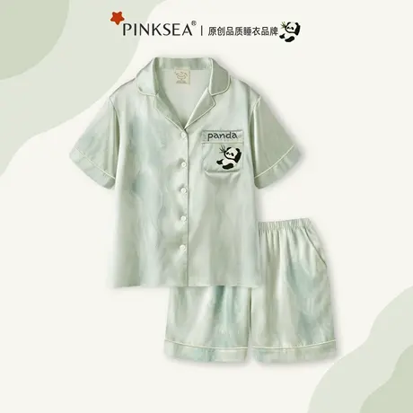 Pinksea冰丝睡衣女款夏2025新款夏季可爱学生短袖短裤女士家居服商品大图