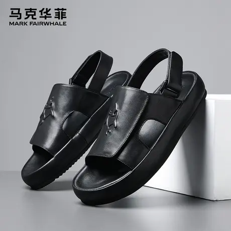 马克华菲凉鞋男款夏季软底真皮两用凉拖鞋男士2025新款休闲沙滩鞋商品大图