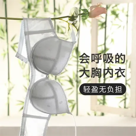 奥丽侬胸大显小薄棉款夏季内衣女大码胖mm聚拢性感透气蕾丝文胸罩商品大图