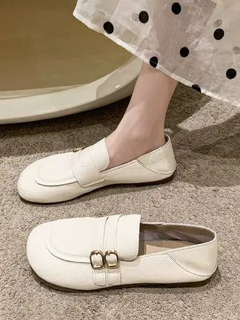 网红豆豆鞋女夏2023新款春秋薄款两穿乐福鞋平底软底轻便舒适单鞋商品大图