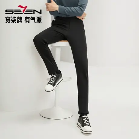 【含桑蚕丝】柒牌男装秋冬雅丹风休闲时尚裤商务百搭修身直筒长裤商品大图