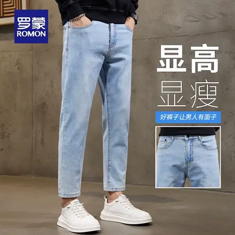 罗蒙轻商务牛仔裤男士秋季新款耐磨复古休闲裤直筒小脚九分裤N3Z商品大图