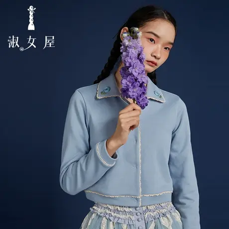 淑女屋官方旗舰店2022新款白雪公主系列小方领针织小外套女上衣图片