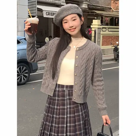 NOW真维斯开衫外套针织毛衣女2025新款秋季设计感百搭学院风上衣图片