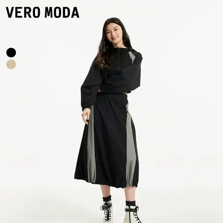 Vero Moda奥莱半身裙春秋新款拼色机能风高腰A字休闲时尚裙子流行图片